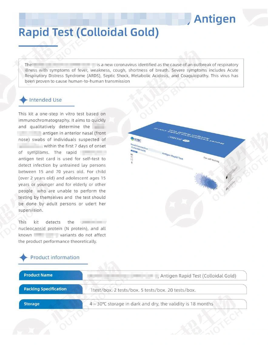 Hot Sale Antigen Rapid Detection Kit Self Testing at Home Cheaper Price and Transportation Cost Made in China