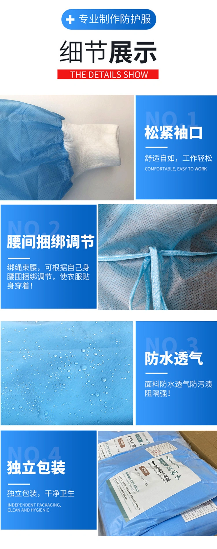 Aseptic Protective Clothing and Grown Suit Product Personal Protection Factory Direct Sale