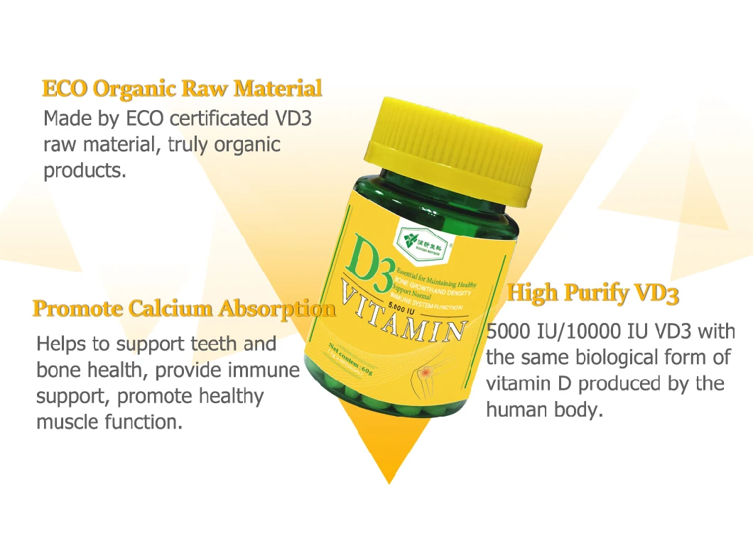 Vitamin D3 5000iu 10000iu Tablets Health Care Products for Support Healthy Bones, Mood & Immune System