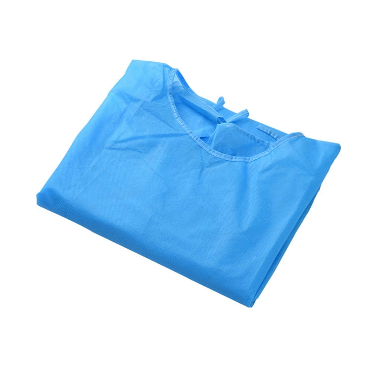 Wholesale Different Size Isolation Gown Non-Woven Blue PP with Knit Cuff Disposable Isolation Gown